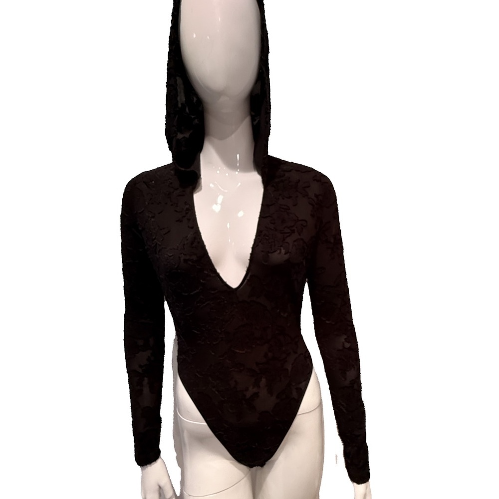 Savage X Fenty Charmed Prince Hooded Bodysuit Teddy Black Caviar NWT L - Picture 2 of 9